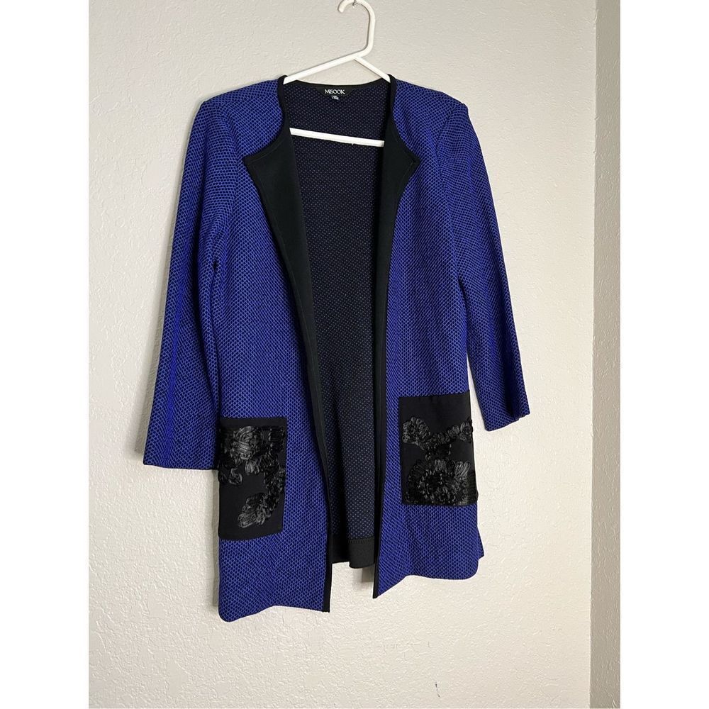 Misook royal blue long line open Asian cardigan XS